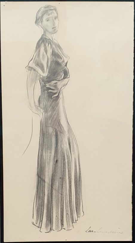 Modezeichnung II (Stehende Frau in langem Kleid) Laserstein, Lotte