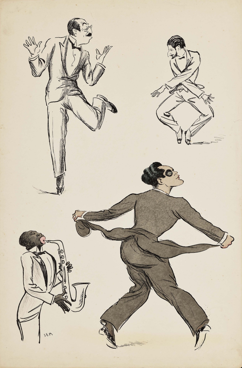 Charleston-Tänzer aus dem Album "White Bottoms", 1927 Sem, alias Georges Goursat