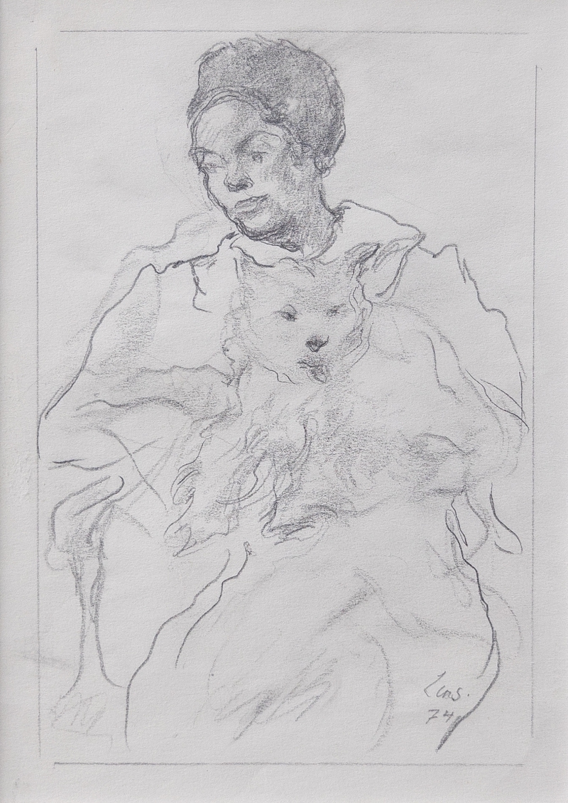 Frau mit weißem Terrier, 1974 Laserstein, Lotte