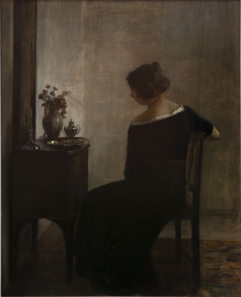 Interieur mit der Frau des Künstlers, Ende 19. Jhdt. Holsøe, Carl Vilhelm