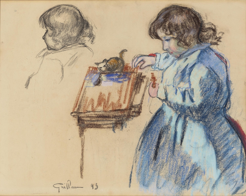 Madeleine, Tochter des Künstlers, mit Katze, 1893 Guillaumin, Armand
