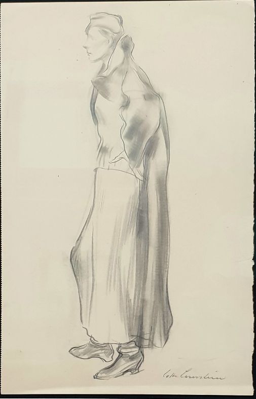 Modezeichnung III (Stehende Frau im Mantel) Laserstein, Lotte