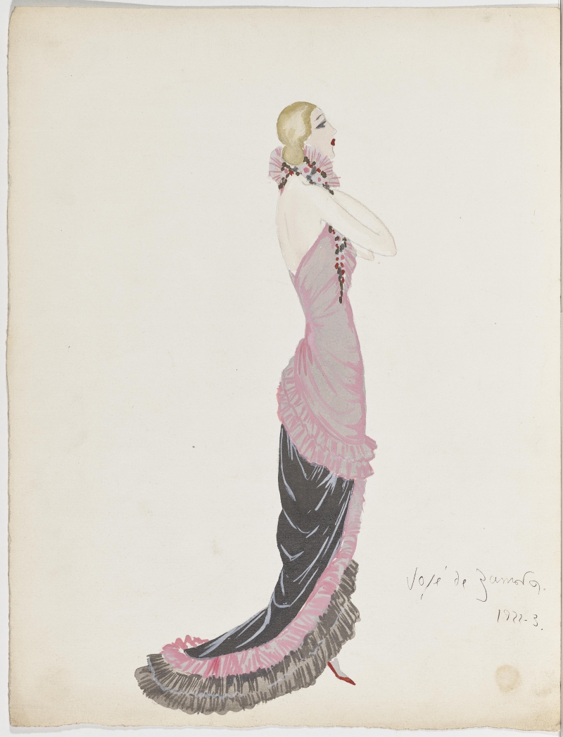 Rosa Abendkleid mit Schleppe, 1922-23 Zamora, José de