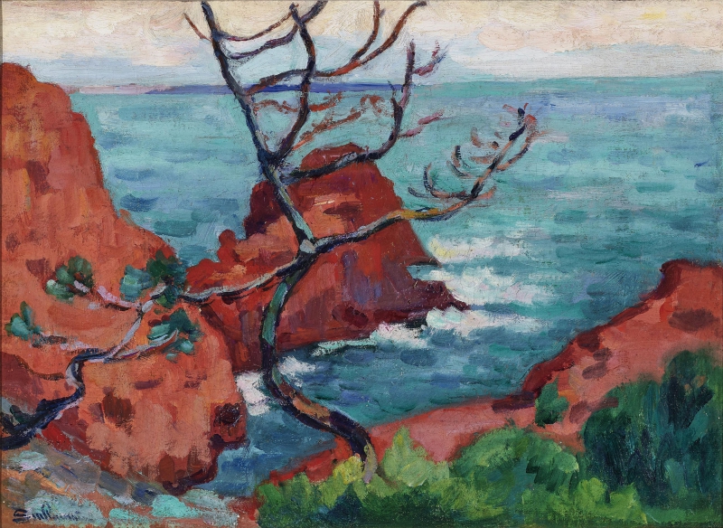 Rote Felsen mit kahlem Baum, 1912 Guillaumin, Armand