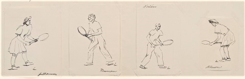 Vier Skizzen von Tennisspielerinnen und -spielern, 1940 Laserstein, Lotte
