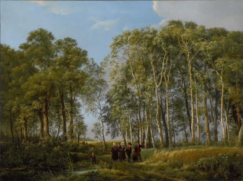 Waldstück mit Brabanter Bauernfamilie, 1839 Ronner-Knip, Henriette